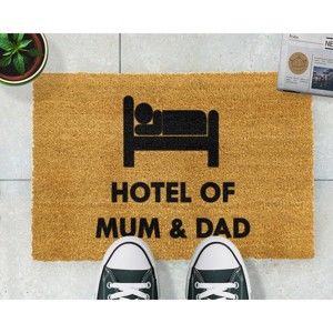 Wycieraczka z naturalnego włókna kokosowego Artsy Doormats Hotel Mum And Dad, 40x60 cm