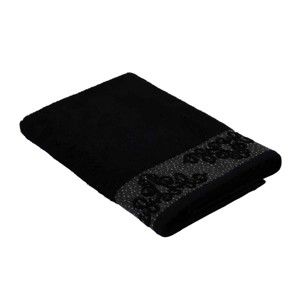 Czarny ręcznik kąpielowy z bawełny Bella Maison Damask, 140x70 cm