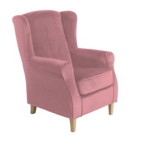 Różowy fotel uszak Max Winzer Lorris Velour Rose