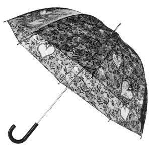 Przezroczysty parasol z czarnymi detalami Birdcage Heart, ⌀ 95 cm