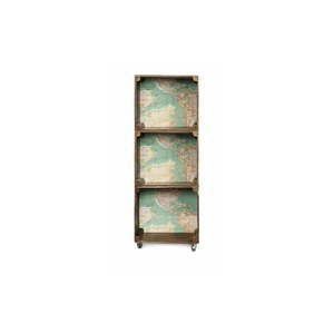 Brązowa komoda na kółkach z drewna sosnowego Really Nice Things Mapamundi, 40x117 cm