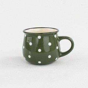 Zielony ceramiczny kubek w kropki Dakls Punto, 230 ml