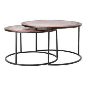 Miedziane metalowe okrągłe stoliki zestaw 2 szt. ø 75 cm Talca – Light & Living