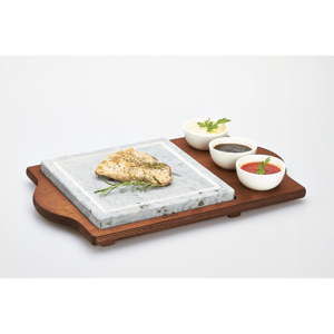 Taca do serwowania z kamienną deską i miskami Bisetti Stone Plate, 48x30 cm