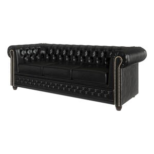 Czarna rozkładana sofa z imitacji skóry 203 cm York – Ropez
