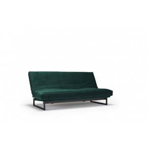 Ciemnozielona rozkładana sofa ze zdejmowanym obiciem Innovation Fraction Velvet Forest Green, 97x200 cm