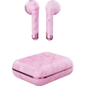 Różowe bezprzewodowe słuchawki w etui Happy Plugs Air 1 Marble