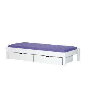 Białe łóżko dziecięce z 2 szufladami Manis-h Ull, 90x160 cm