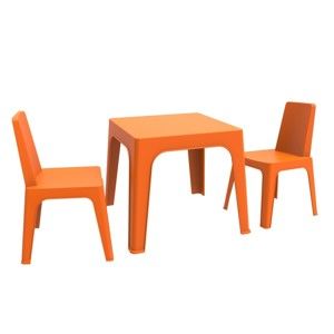 Pomarańczowy dziecięcy komplet ogrodowy 1 stołu i 2 krzesełek Resol Julieta