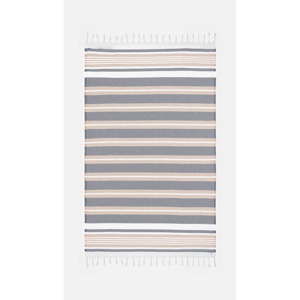 Beżowo-szary ręcznik z domieszką bawełny Kate Louise Cotton Collection Line Beige Grey, 100x180 cm