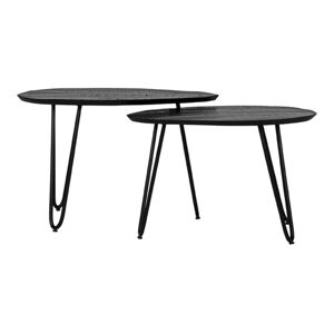 Czarne stoliki z litego drewna mango zestaw 2 szt. 43x68 cm Frisk – LABEL51