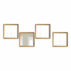 Zestaw 4 luster ściennych w ramach w kolorze złota Oyo Concept Setayna, 24x24 cm