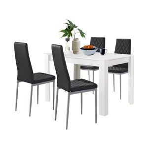 Komplet białego stołu do jadalni i 4 czarnych krzeseł do jadalni Støraa Lori and Barak, 120x80 cm