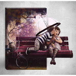 Obraz 3D Mosticx Cute Kids In Rain, 40x60 cm