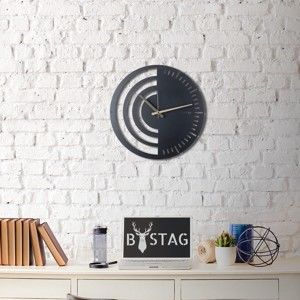 Metalowy zegar ścienny Black, 50x50 cm