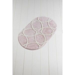 Jasnoróżowy dywanik łazienkowy Confetti Bathmats Bonne Oval Pink, 60x100 cm