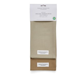 Zestaw 2 szaro-brązowych bawełnianych ścierek Cooksmart ® Herringbone, 45x65 cm
