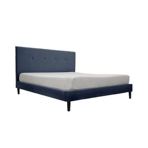 Granatowe łóżko z czarnymi nogami Vivonita Kent, 180x200 cm