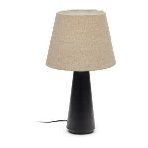Czarna/beżowa lampa stołowa z tekstylnym kloszem (wysokość 60 cm) Torrent – Kave Home