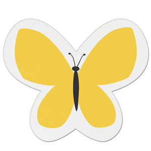 Żółta poduszka dziecięca z domieszką bawełny Apolena Pillow Toy Butterfly, 26x30 cm