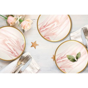 Zestaw 6 różowo-białych porcelanowych talerzy deserowych Mia Lucid, ⌀ 19 cm