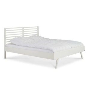 Białe łóżko wykonane ręcznie z litego drewna brzozowego Kiteen Notte, 160x200 cm
