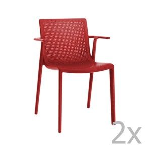 Zestaw 2 czerwonych foteli ogrodowych Resol Beekat
