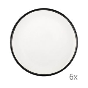 Zestaw 6 białych porcelanowych talerzy deserowych Mia Halos Black, ⌀ 19 cm