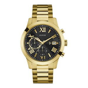 Męski zegarek z paskiem ze stali nierdzewnej w złotym kolorze Guess W0668G8