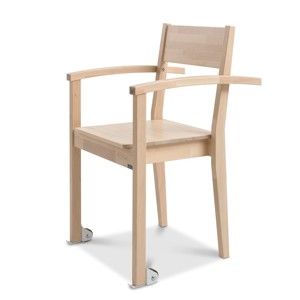 Lakierowane krzesło wykonane ręcznie z litego drewna brzozowego z przednimi kółkami Kiteen Joki