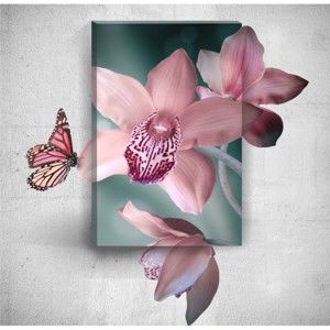 Obraz 3D Mosticx Pink Butterfly With Flowers, 40x60 cm