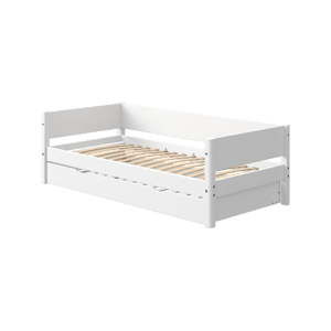 Białe łóżko dziecięce z dodatkowym wysuwanym łózkiem Flexa White Single, 90x200 cm