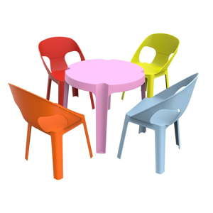 Ogrodowy komplet dziecięcy 1 różowego stolika i 4 krzesełek Resol Julieta