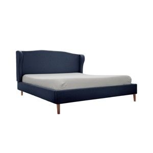 Granatowe łóżko z naturalnymi nogami Vivonita Windsor, 140x200 cm