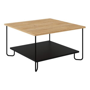 Czarny/naturalny stolik z blatem w dekorze dębu 80x80 cm Tonka – Marckeric