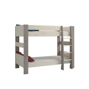 Białe dziecięce łóżko piętrowe z drewna sosnowego z szarymi nogami Steens For Kids, wys. 164 cm