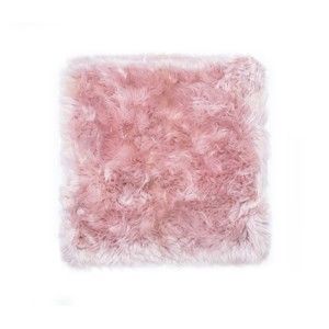 Różowy dywan kwadratowy z owczej skóry Royal Dream Zealand Square, 70x70 cm