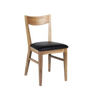 Brązowe dębowe krzesło do jadalni z czarnym siedziskiem Folke Dylan