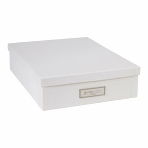 Białe pudełko na dokumenty z etykietą Bigso, wielkość A5
