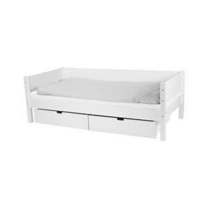 Białe łóżko dziecięce z oparciem bocznym i 2 szufladami Manis-h Sif, 90x160 cm