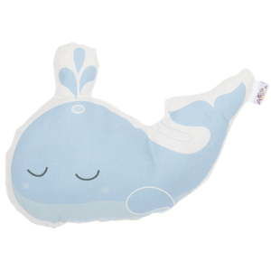 Niebieska poduszka dziecięca z domieszką bawełny Apolena Pillow Toy Whale, 35x24 cm