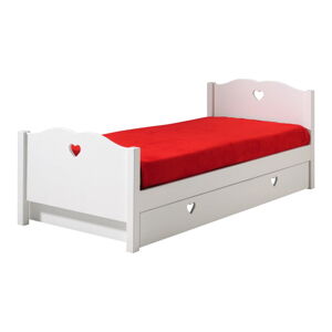 Białe łóżko dziecięce z litego drewna sosnowego z wysuwanym łóżkiem ze schowkiem 90x200 cm AMORI – Vipack
