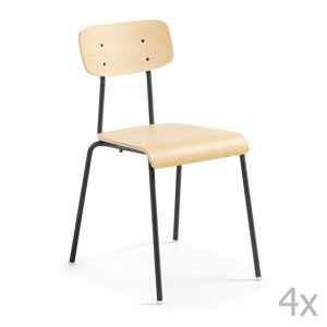 Zestaw 4 krzeseł z czarnymi nogami La Forma Klee