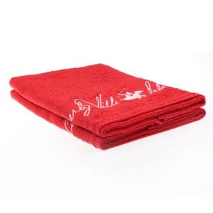 Zestaw 2 czerwonych ręczników Beverly Hills Polo Club Tommy Yazi, 50x100 cm