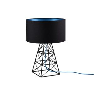 Czarna lampa stołowa z niebieskim kablem Filament Style Pylon