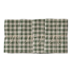 Zestaw 4 serwetek tekstylnych z domieszką lnu Linen Couture Green Vichy, 43x43 cm