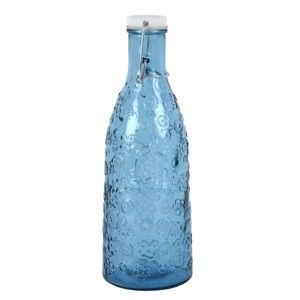 Niebieska butelka szklana Ego Dekor Flora, 1 l
