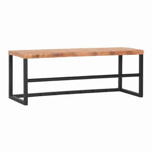 Czarna metalowa ławka z drewnianym siedziskiem LABEL51 Kapstok