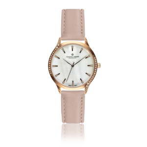 Damski zegarek z różowym paskiem ze skóry naturalnej Frederic Graff Parsio
