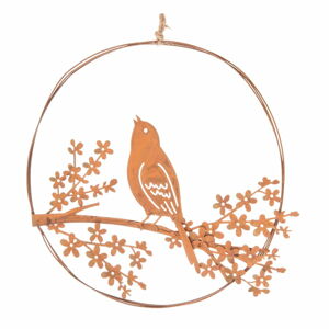 Pomarańczowa metalowa wisząca dekoracja Dakls Singing Bird